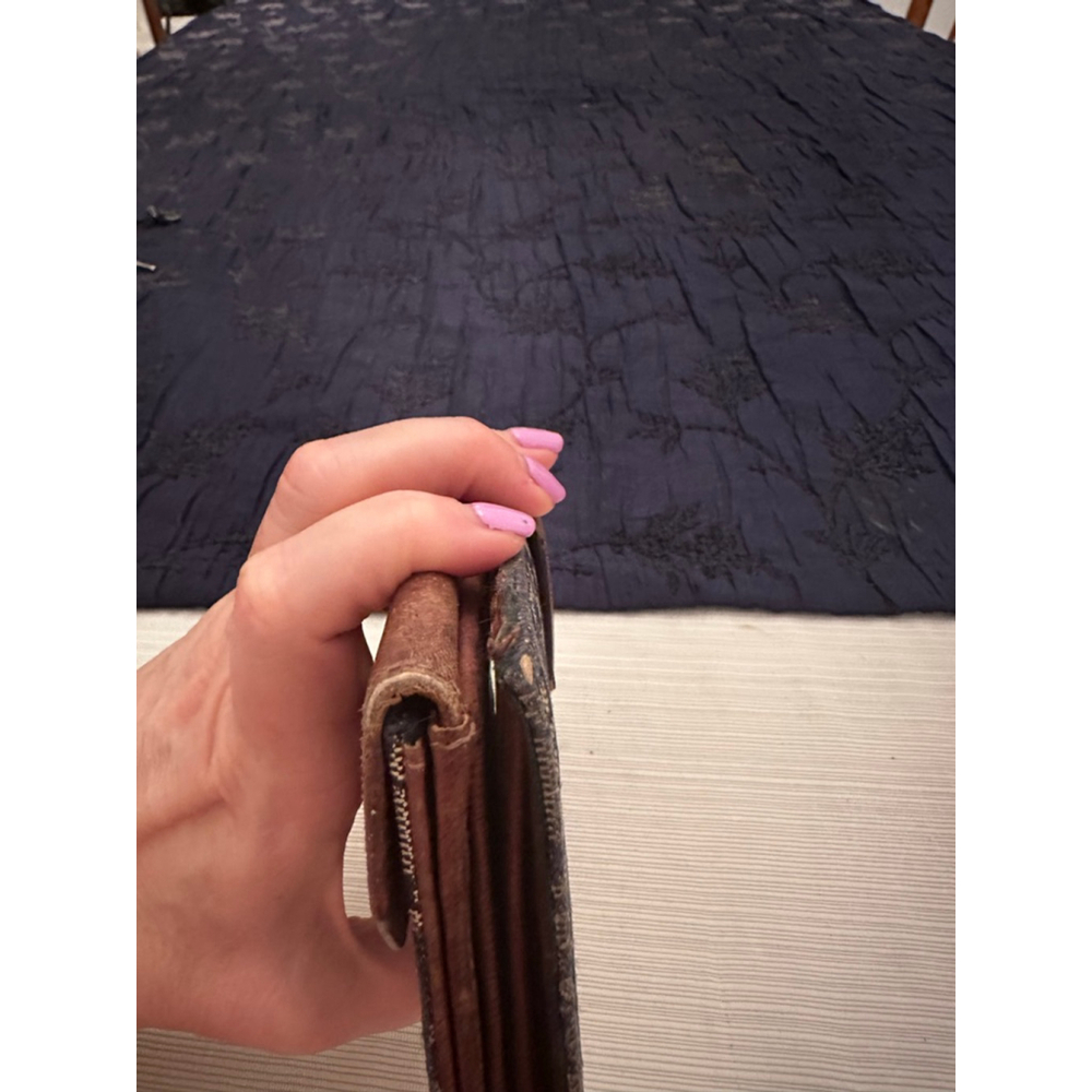 Dior Beige & Blue Canvas & Leather Medium Wallet - Picture 7 of 11